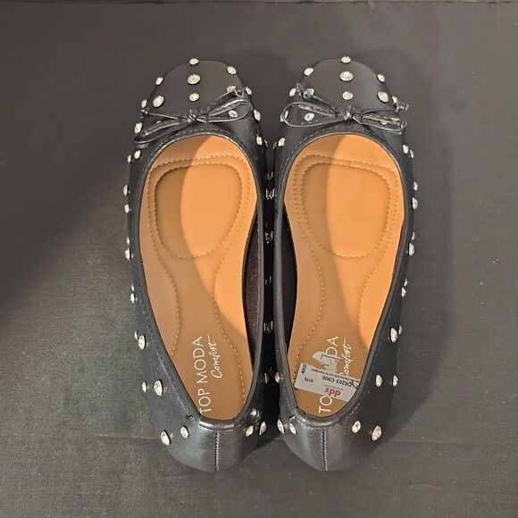 BRAND NEW TOP MODA BOWNOT RHINESTONE EMBELLISHMENTS BALLET FLATS - Picture 5 of 15